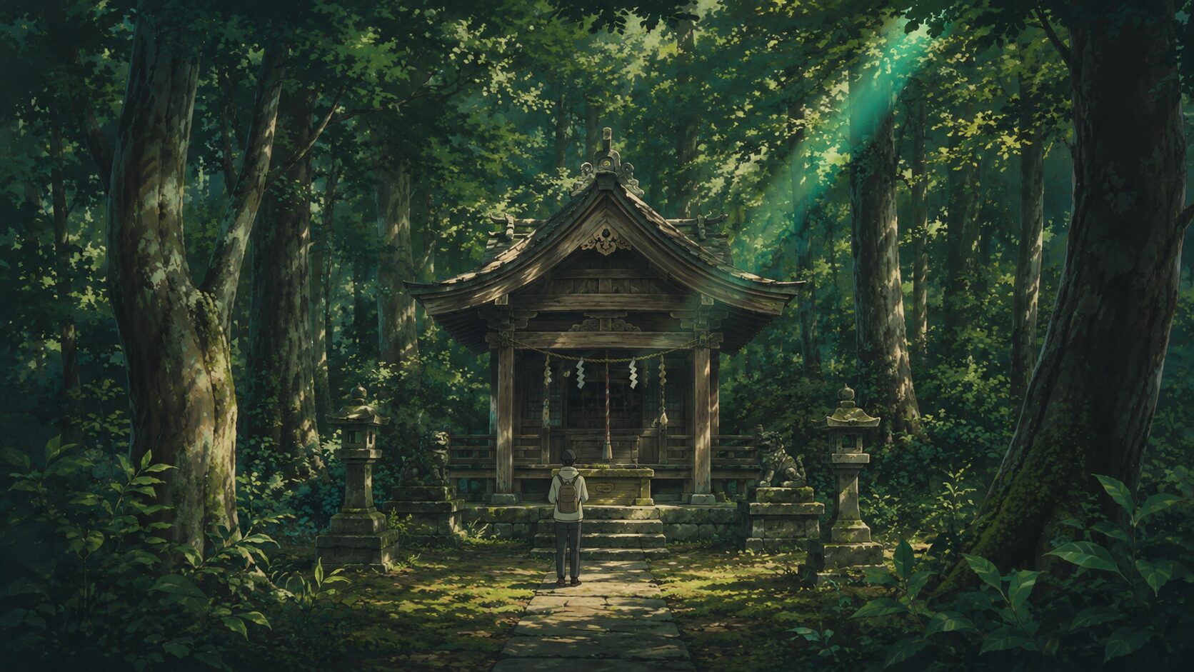 Hongu Shrine, a quiet summit shrine ringed by trees with no view