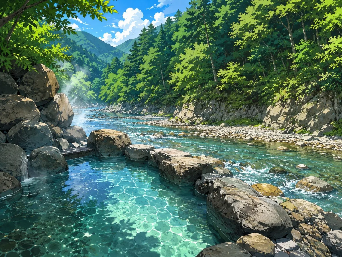 Ryujin Onsen riverside open-air bath