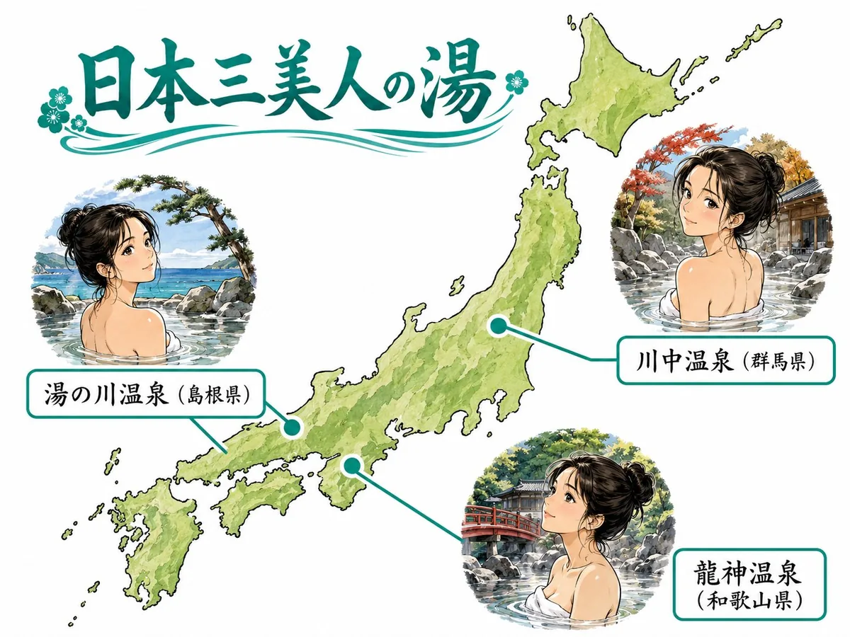 Japan's Three Beauty Hot Springs map
