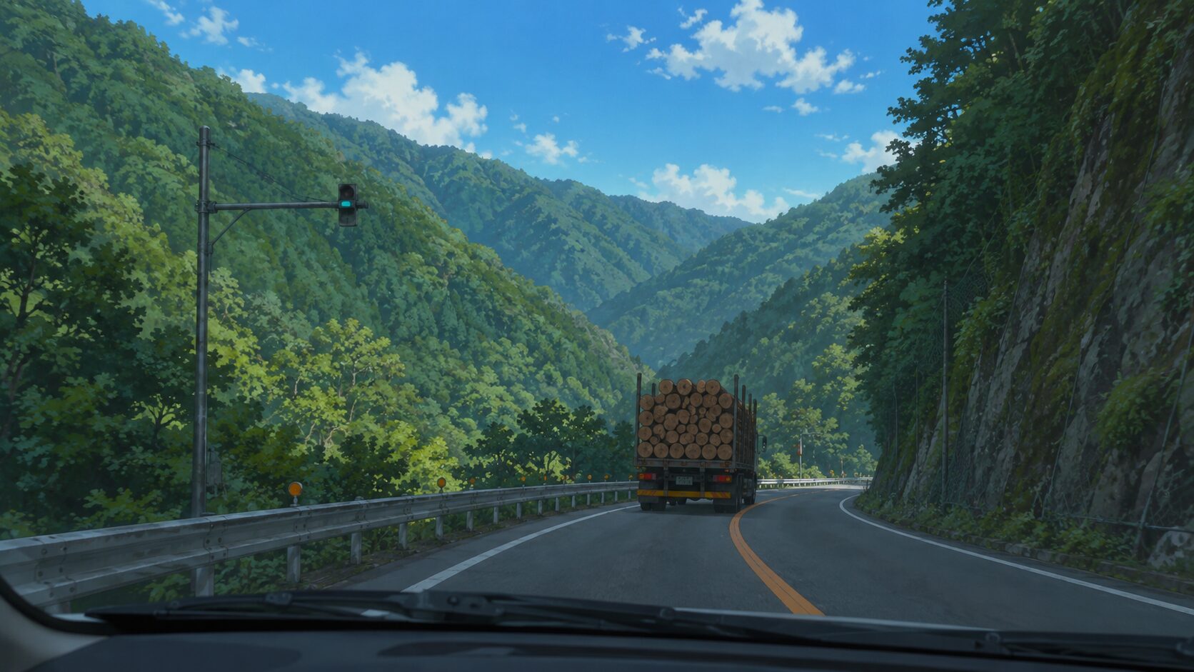 山あいの国道を行く道中