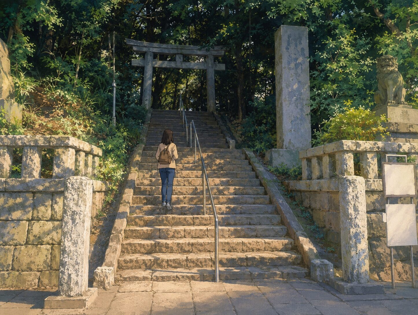 山手通りから見上げる代々木八幡宮の丘と石段